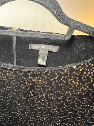 Vestido Mango fiesta lentejuelas negro talla M