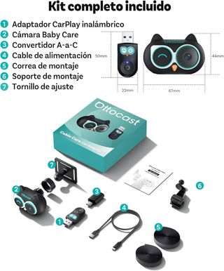 Adaptador CarPlay inalámbrico + cámara para bebé