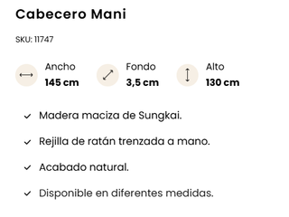 Cabecero Mani Ratán Wabi Home