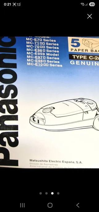 Bolsas de aspiradora Panasonic Tipo C-2E