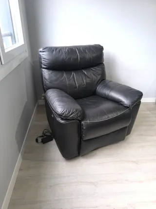 Sillón relax eléctrico de cuero negro