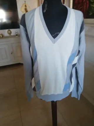 Pullover Uomo Vintage Blu e Bianco