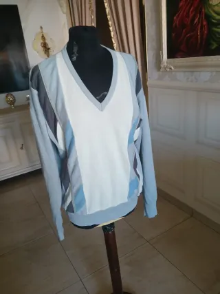 Pullover Uomo Vintage Blu e Bianco