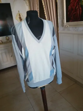 Pullover Uomo Vintage Blu e Bianco