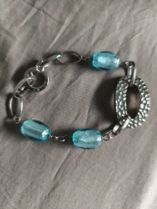 Pulsera Lotus Plata y Piedras Azules