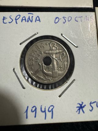 Moneda España 0.50 Cts 1949
