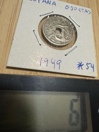 Moneda España 0.50 Cts 1949