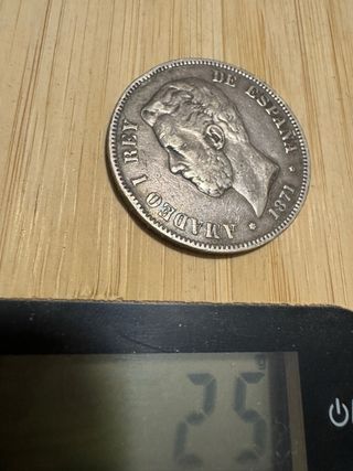 Moneda plata Amadeo I Rey de España 1871