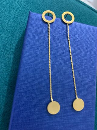 Pendientes largos acero dorado