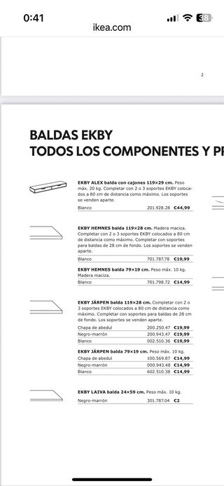 Baldas/Estanterías de pared, color blanco