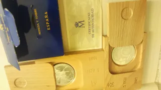 5 ECU 1989 Moneda de plata Madera Caja