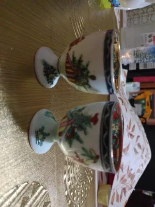 2 copas de porcelana pintadas a mano