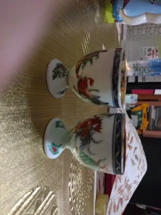 2 copas de porcelana pintadas a mano