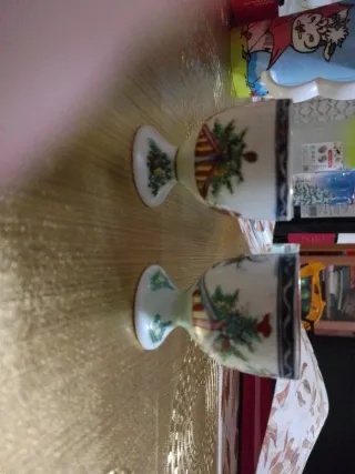 2 copas de porcelana pintadas a mano