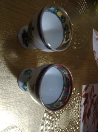 2 copas de porcelana pintadas a mano