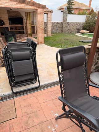 4 Reposeras plegables tela y metal como NUEVAS