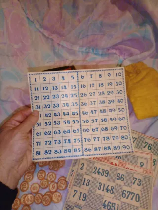 Bingo Antiguo con fichas y tablero