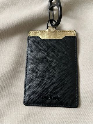 Portabadge/Portacarte Prada Nero e Oro