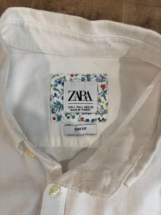 Camisa Zara Algodón Blanca Hombre