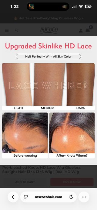 Peluca MSCOCO Hair Glueless 24 Lisa Negra NUEVA