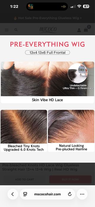 Peluca MSCOCO Hair Glueless 24 Lisa Negra NUEVA