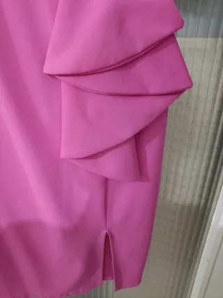 Vestido fiesta rosa manga abullonada