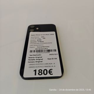 Apple iPhone 12 Mini Negro 128GB 351025522564048