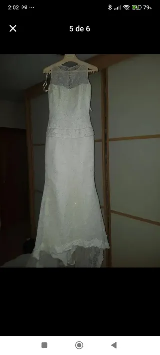 Vestido de Novia Corte Sirena Talla 36 Blanco Roto