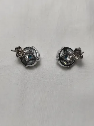 Pendientes Plata Circonita Cúbica y Howlita  Azul