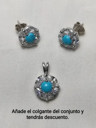 Pendientes Plata Circonita Cúbica y Howlita  Azul