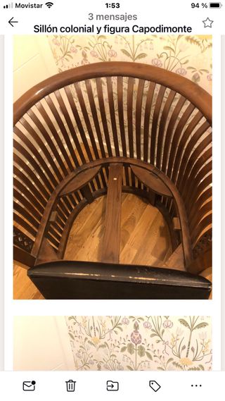 Sillón colonial de madera maciza