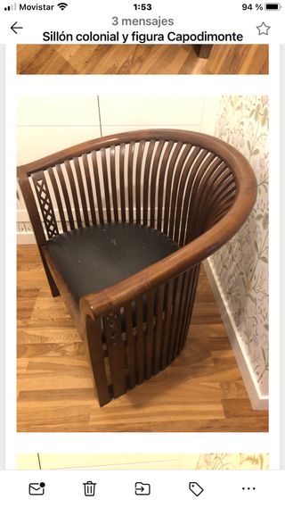 Sillón colonial de madera maciza