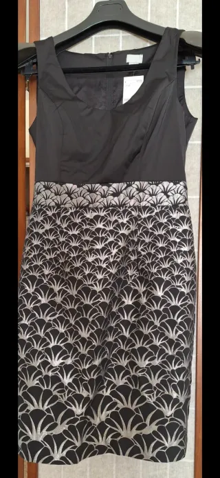 Vestido fiesta negro y plateado