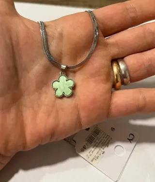 Collana fiore menta acciaio argentato
