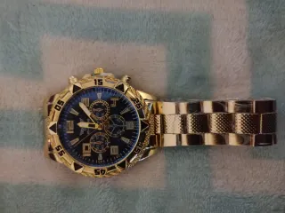 Reloj Analógico Dorado y Azul