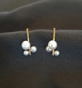 Pendientes Plata Ley, baño de Oro 18k Perlas