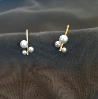 Pendientes Plata Ley, baño de Oro 18k Perlas