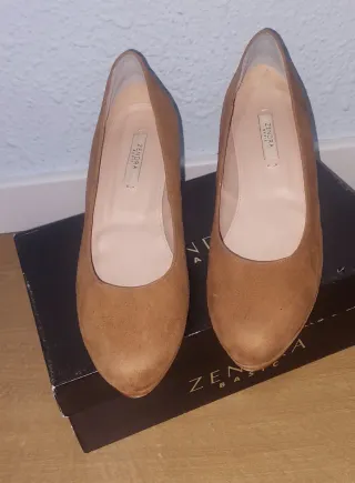 Zapatos Zendra Ante Marrón, Talla 40