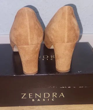 Zapatos Zendra Ante Marrón, Talla 40