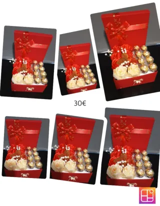 Regalo Corazón Flores Rojas y Chocolates