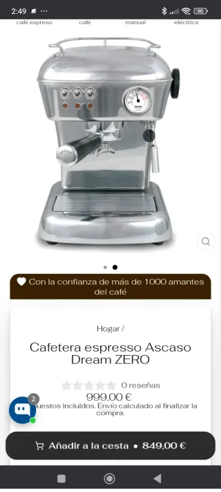 Cafetera Ascaso Acero Inoxidable