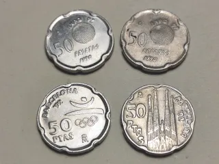 Lote 4 Monedas 50 Ptas Juan Carlos I