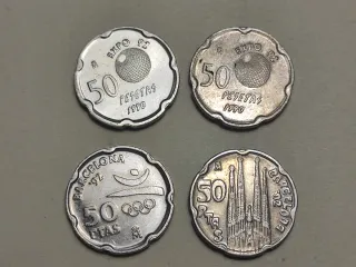 Lote 4 Monedas 50 Ptas Juan Carlos I