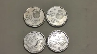 Lote 4 monedas 50 Ptas J. Carlos I