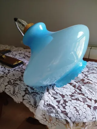 Lámpara de techo vintage cristal azul