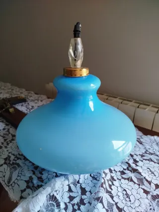 Lámpara de techo vintage cristal azul