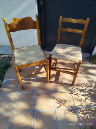 2 Sillas Vintage Madera y Rattan