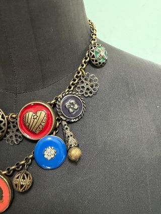 Collana bronzo anni '70 ciondoli smaltati