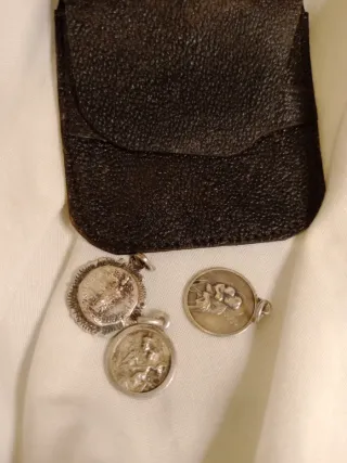 Rosario antiguo plata filigrana 3 medallas