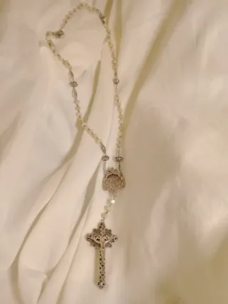 Rosario antiguo plata filigrana 3 medallas